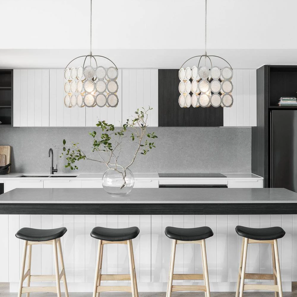 1-Light Silver Pendant Light with Glass Shade by Tatahance - Image 5