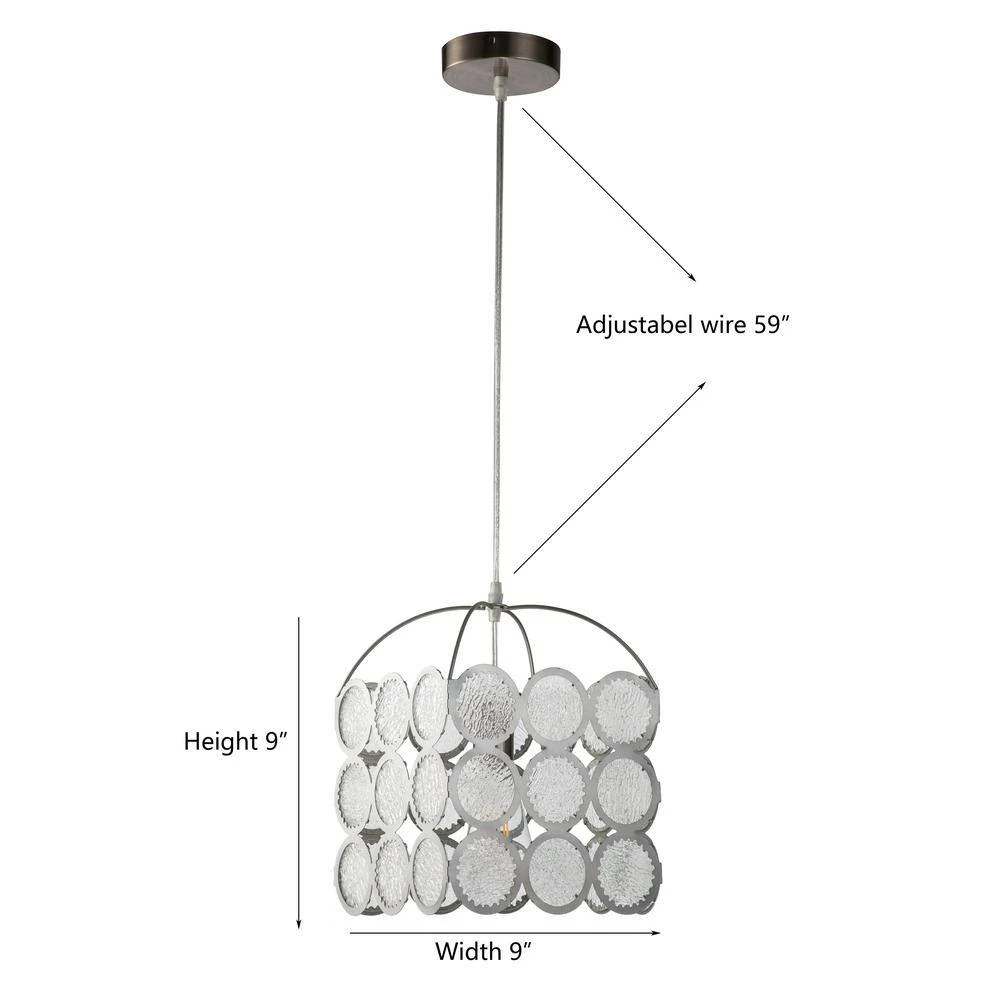 1-Light Silver Pendant Light with Glass Shade by Tatahance - Image 7