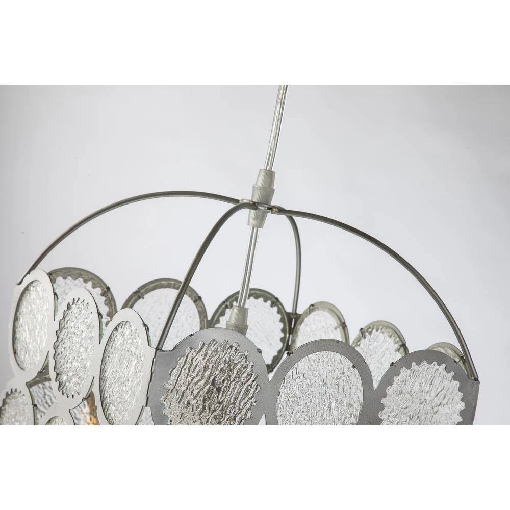 1-Light Silver Pendant Light with Glass Shade by Tatahance - Image 2