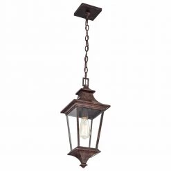 1-Light Tannery Bronze Outdoor Pendant Design Pendant Light Die-Cast Aluminum with Clear Glass by Tatahance