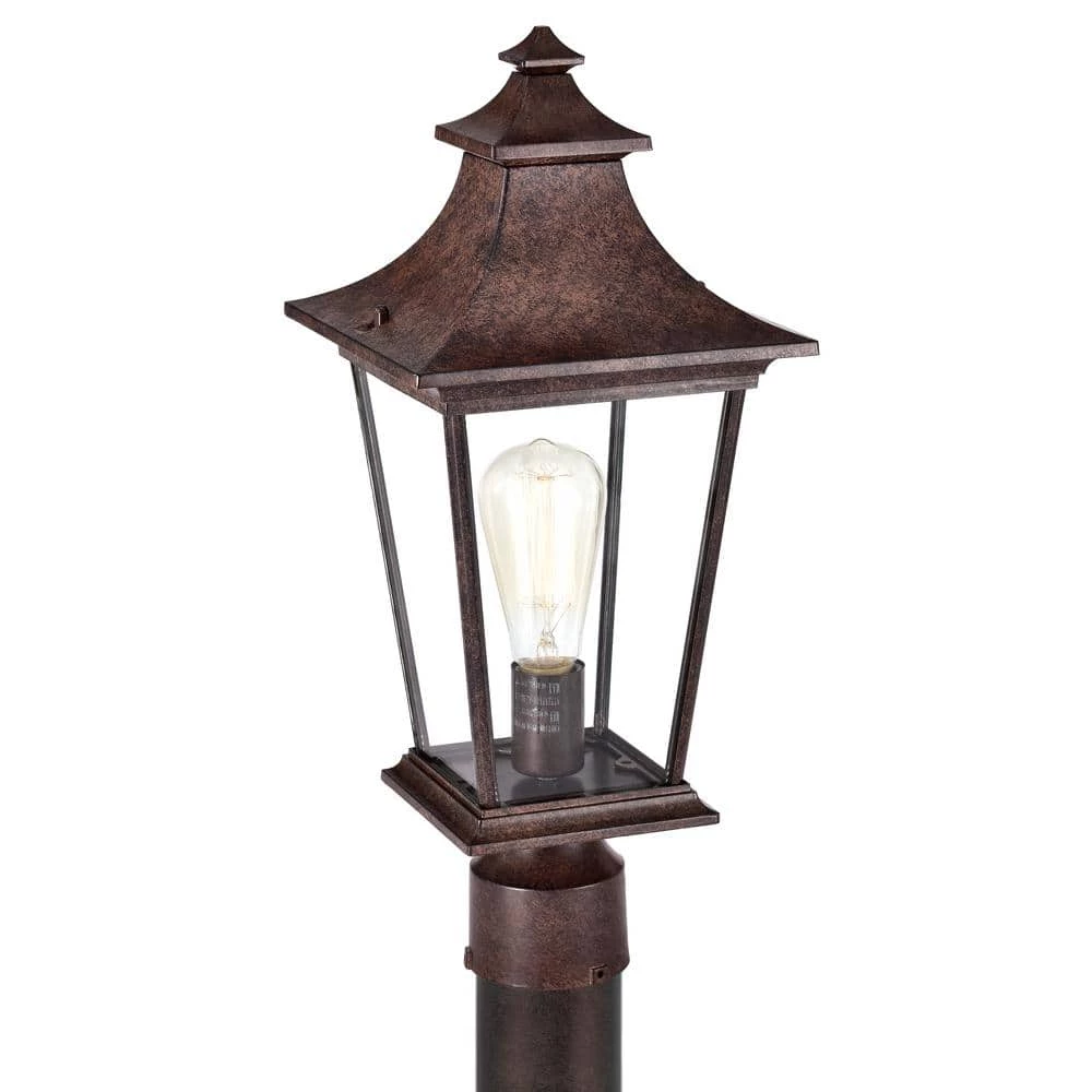 1-light Tannery Bronze Outdoor Post Lantern Die-Cast Aluminum with Clear Glass by Tatahance