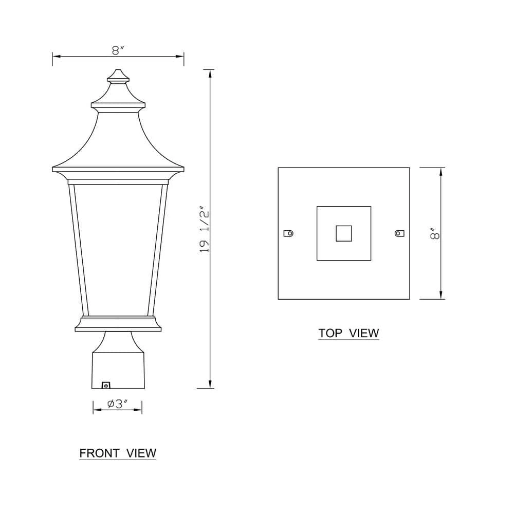 1-light Tannery Bronze Outdoor Post Lantern Die-Cast Aluminum with Clear Glass by Tatahance - Image 7