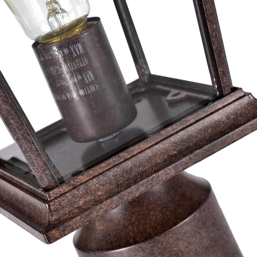 1-light Tannery Bronze Outdoor Post Lantern Die-Cast Aluminum with Clear Glass by Tatahance - Image 3