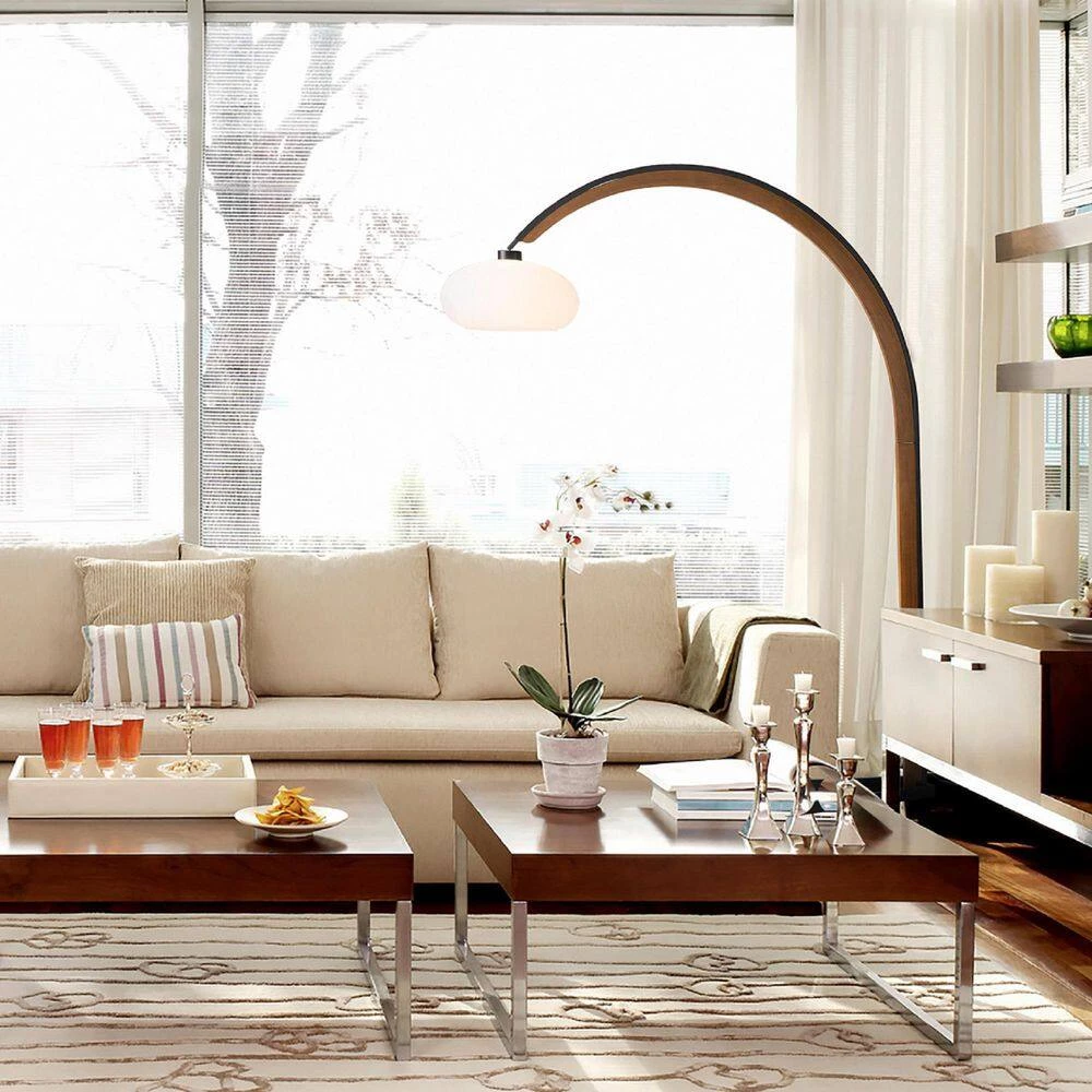 Vaulted 84 in. Arc Lamp, Matte Black and Walnut by NOVA of California - Image 10