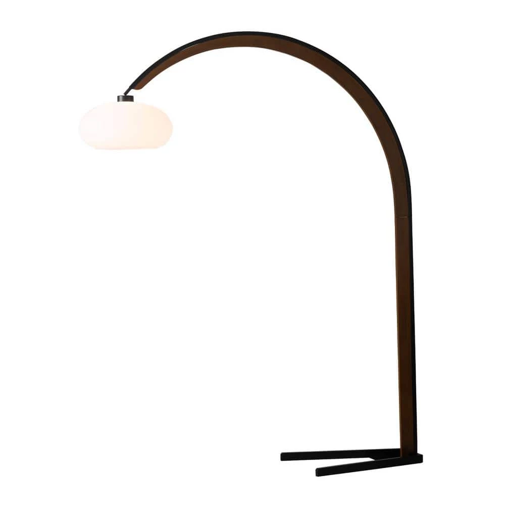 Vaulted 84 in. Arc Lamp, Matte Black and Walnut by NOVA of California