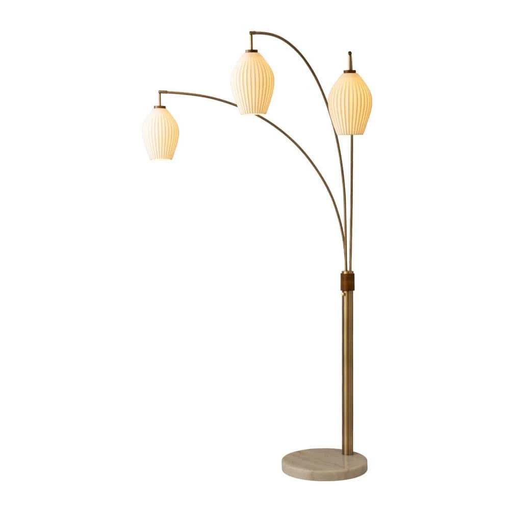 85 in. 3-Light Santa Clara Arc Lamp, Bone Porcelain by NOVA of California