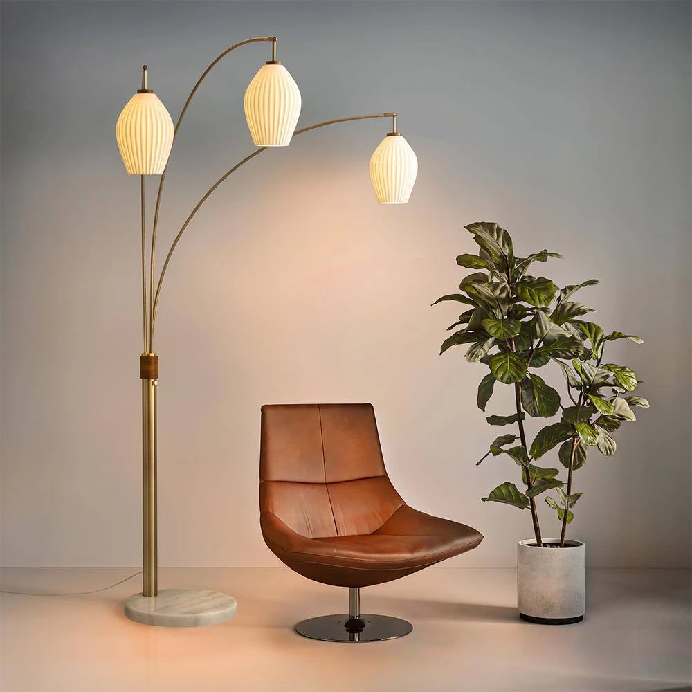 85 in. 3-Light Santa Clara Arc Lamp, Bone Porcelain by NOVA of California - Image 2