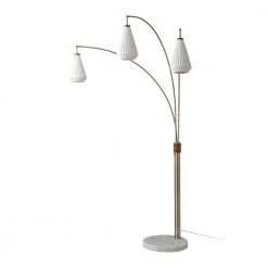 85 in. Walnut 3-Light Arc Lamp Concord Bone Porcelain by NOVA of California