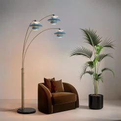 83 in. Blue Palm Springs 3-Light Arc Lamp by NOVA of California