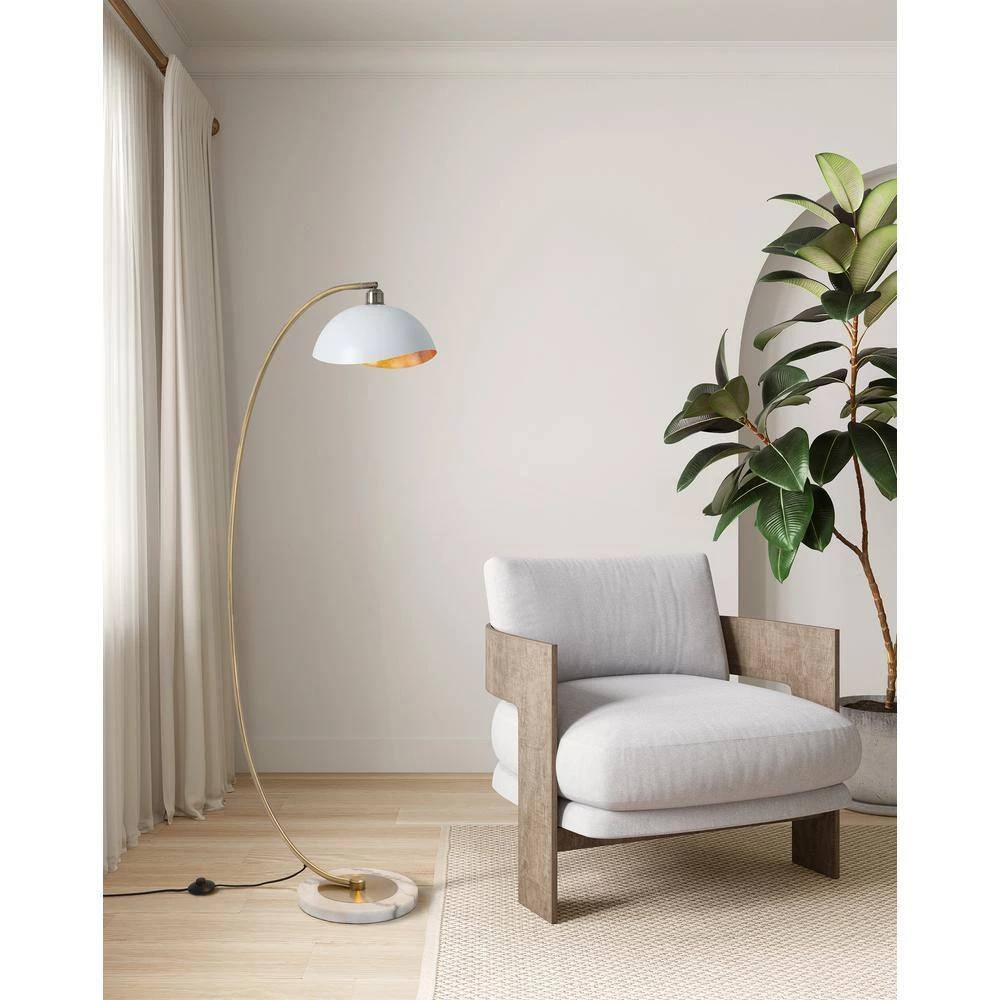 Luna Bella 60 in. White Gold Chair Side Stretch Arc Lamp by NOVA of California - Image 4