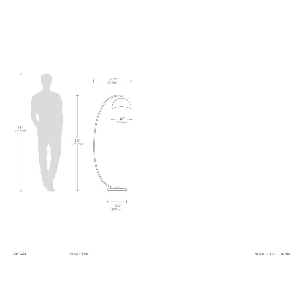 Luna Bella 60 in. White Gold Chair Side Stretch Arc Lamp by NOVA of California - Image 2