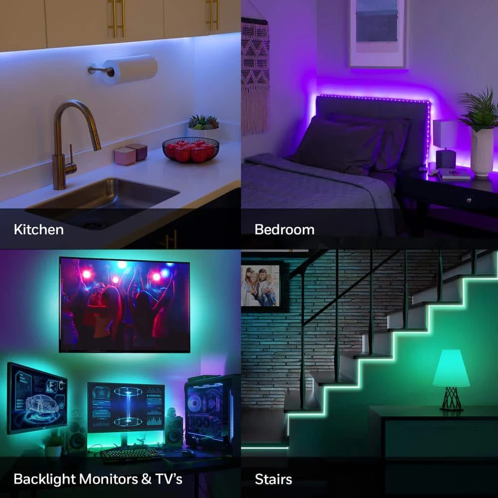 9.8 ft. USB or Battery Powered LED RGB Motion Activated Strip Lights for Home Decor, Mounted Under Cabinet Lights by Honeywell - Image 6